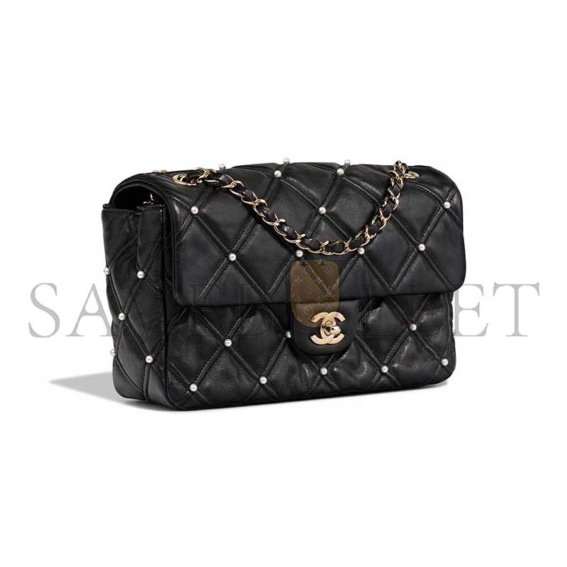 ch**el black pearl studded D1am0nd quilt flap bag (24*16*7.5cm)